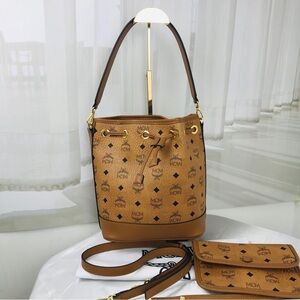MCM Cognac Monogram Shoulder Bag